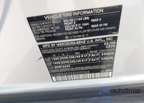 2006 Mercedes-Benz Ml 350 4Matic из США, поврежденный, VIN 4JGBB86E96A005068